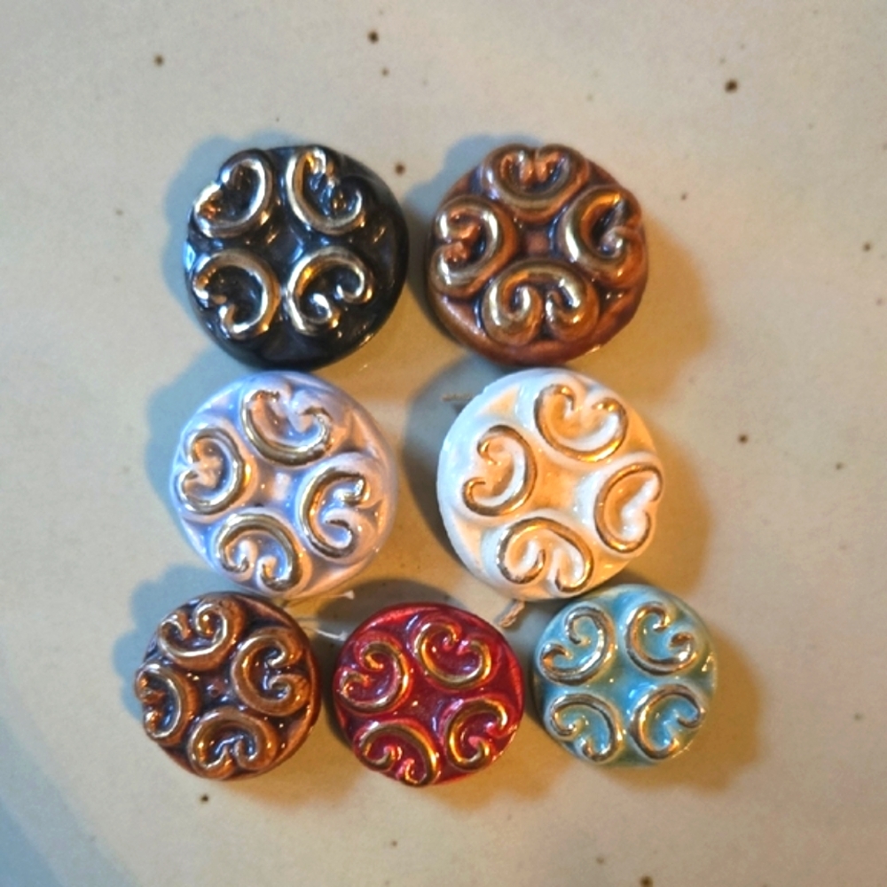 *RARE* Set of Ceramic Decorative Swirl Buttons